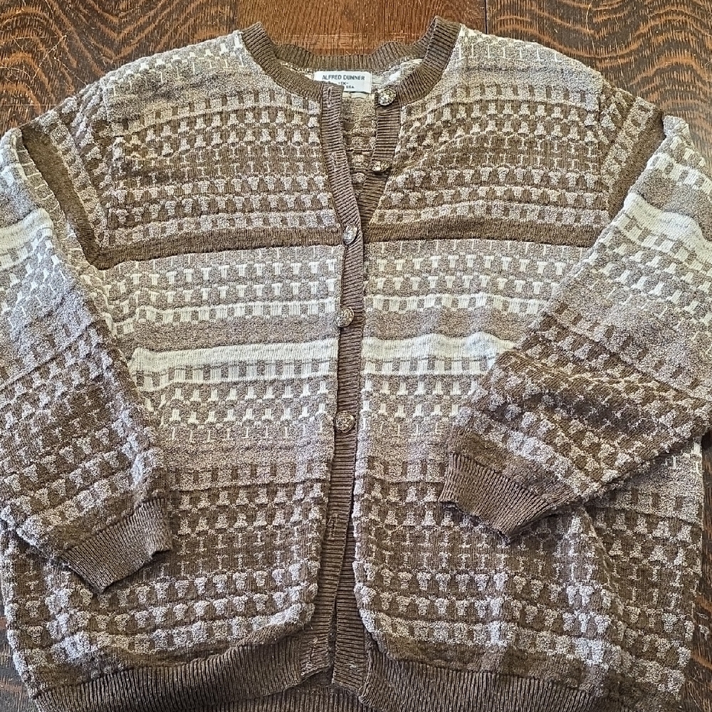 Alfred Dunner Brown‎ Knit Cardigan